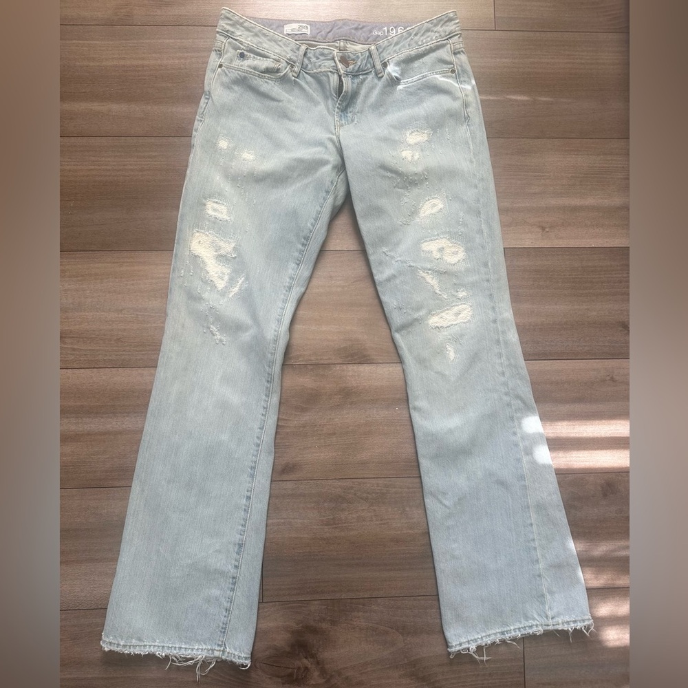 Gap 1969 Women's Distressed Light Blue Boot Cut Jeans